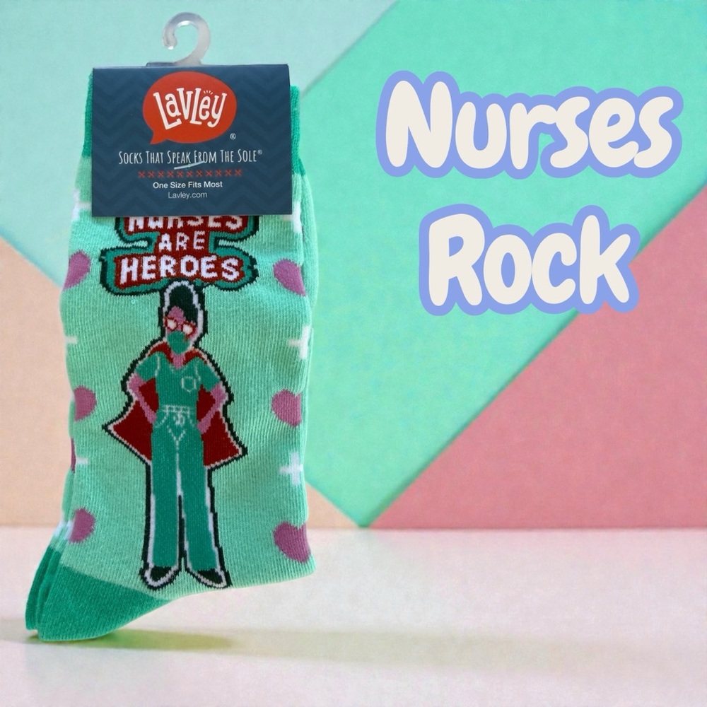 💥5/25💥 Playful Nurses Rock Women's Socks - Green and Pink